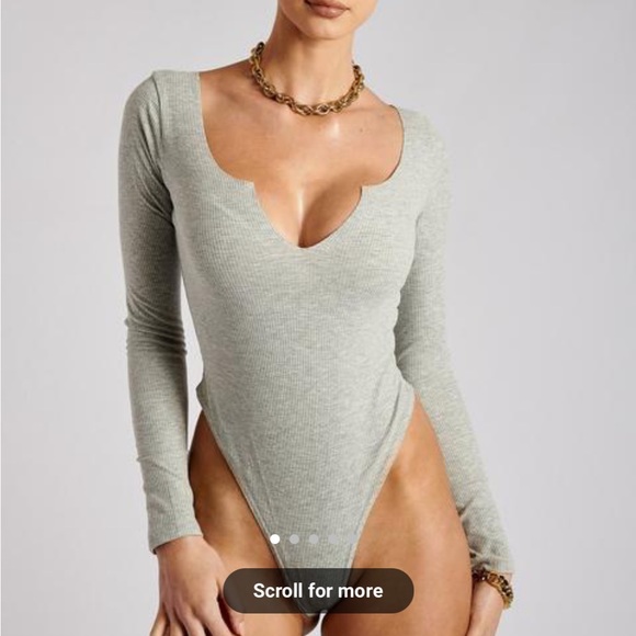 Meshki Tops - Meshki Gray Bodysuit